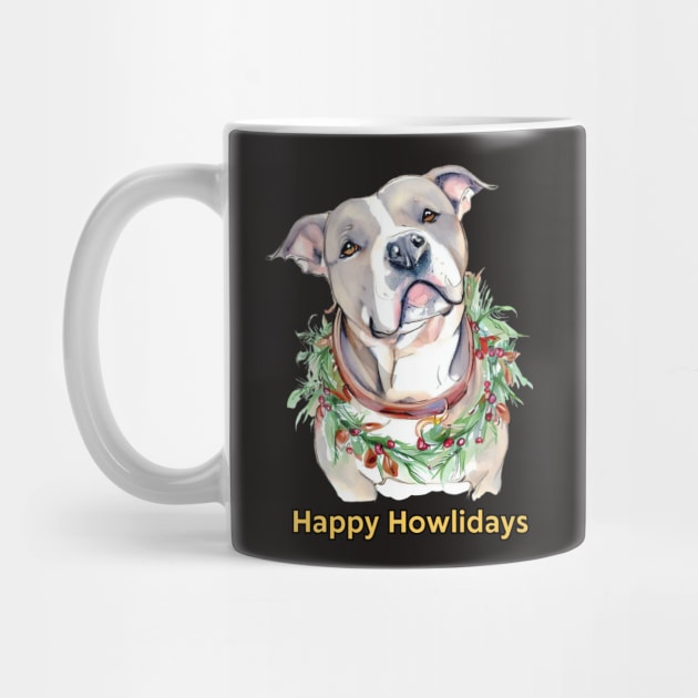 Happy Howlidays Pit bull by ZogDog Pro